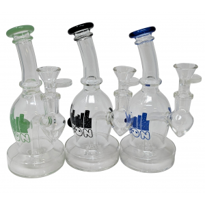 7" Diamond Glass Bell Bottom Water Pipe [I1088]